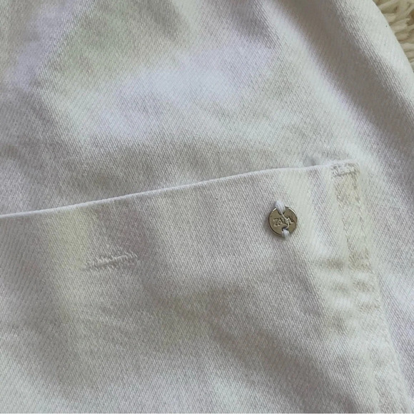 Zara paperbag elastic waist high rise front pockets belted white denim shorts 6 - Picture 8 of 8